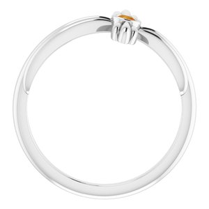 Platinum Natural Citrine Sideways Cross Ring