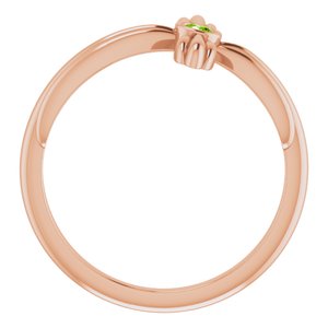 14K Rose Gold Natural Peridot Sideways Cross Ring