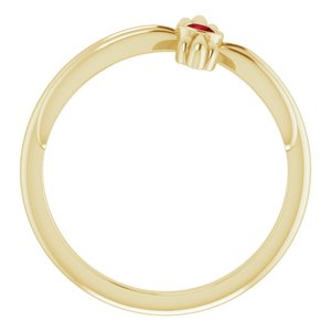 14K Yellow Gold Natural Mozambique Garnet Sideways Cross Ring