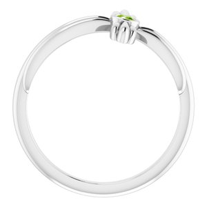 14K White Gold Natural Peridot Sideways Cross Ring