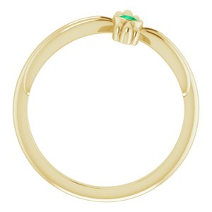 14K Yellow Gold Natural Emerald Sideways Cross Ring