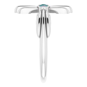 14K White Gold Natural Alexandrite Sideways Cross Ring