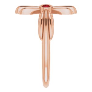 14K Rose Gold Natural Mozambique Garnet Sideways Cross Ring