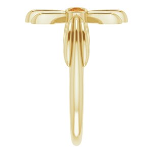 14K Yellow Gold Natural Citrine Sideways Cross Ring