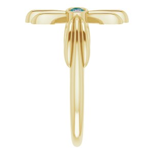 14K Yellow Gold Natural Alexandrite Sideways Cross Ring