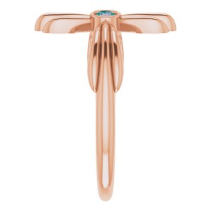 14K Rose Gold Natural Alexandrite Sideways Cross Ring