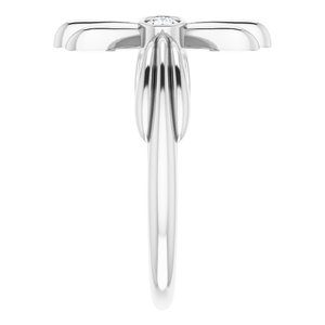 Platinum Natural White Sapphire Sideways Cross Ring