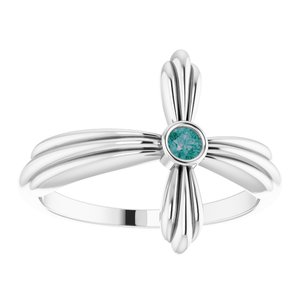 Platinum Natural Alexandrite Sideways Cross Ring