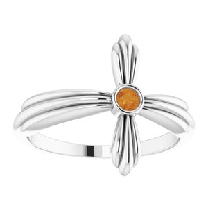 Platinum Natural Citrine Sideways Cross Ring