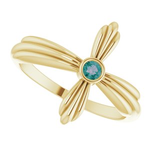 14K Yellow Gold Natural Alexandrite Sideways Cross Ring