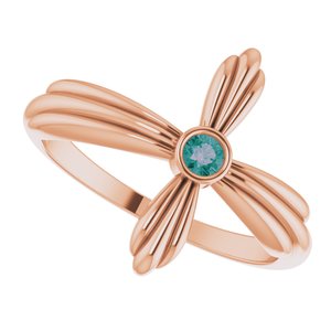 14K Rose Gold Natural Alexandrite Sideways Cross Ring