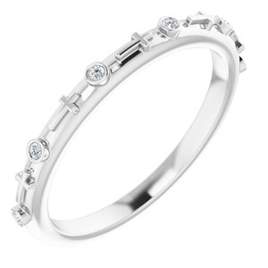 14K White Gold .03 CTW Natural Diamond Cross Ring