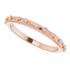 14K Rose Gold .03 CTW Natural Diamond Cross Ring
