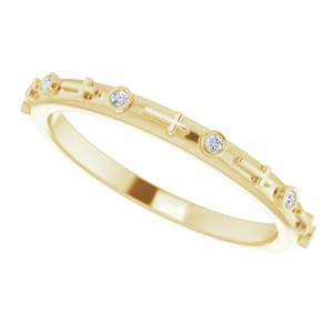 14K Yellow Gold .03 CTW Natural Diamond Cross Ring