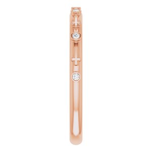 14K Rose Gold .03 CTW Natural Diamond Cross Ring