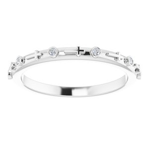 14K White Gold .03 CTW Natural Diamond Cross Ring