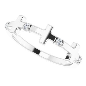 Platinum .06 CTW Natural Diamond Cross Ring