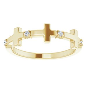 14K Yellow Gold .05 CTW Natural Diamond Cross Ring