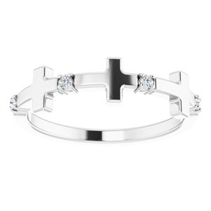 Platinum .06 CTW Natural Diamond Cross Ring