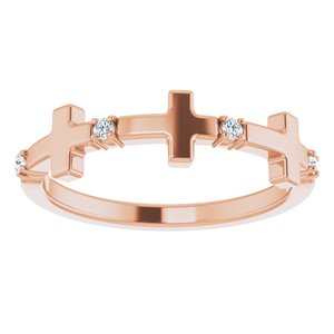 14K Rose Gold .06 CTW Natural Diamond Cross Ring