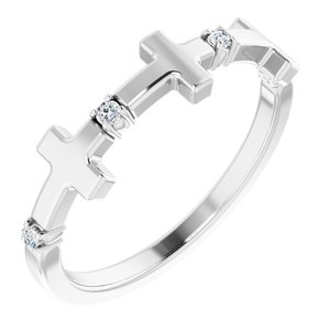 14K White Gold .05 CTW Natural Diamond Cross Ring