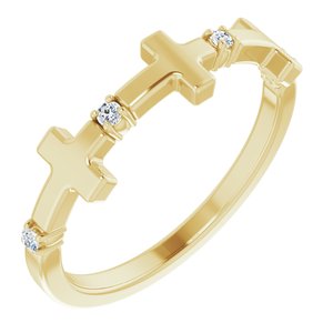 14K Yellow Gold .05 CTW Natural Diamond Cross Ring