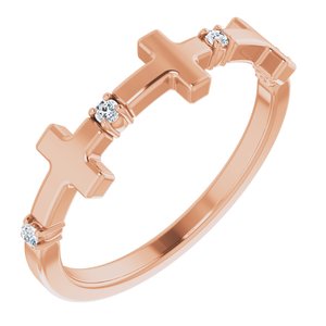 14K Rose Gold .06 CTW Natural Diamond Cross Ring