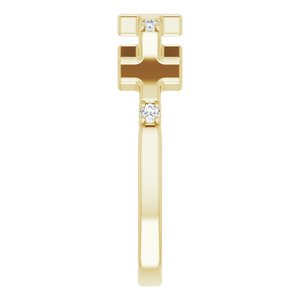 14K Yellow Gold .05 CTW Natural Diamond Cross Ring