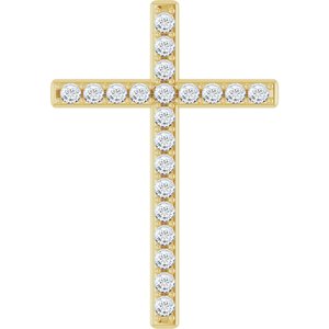 14K Yellow Gold 7/8 CTW Natural Diamond Cross Pendant