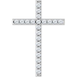 14K White Gold 7/8 CTW Natural Diamond Cross Pendant