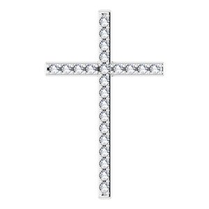 14K White Gold 3/8 CTW Natural Diamond Cross Pendant