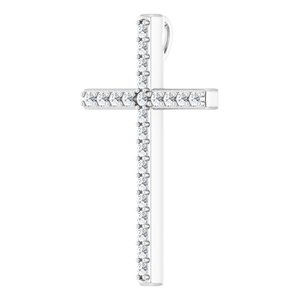 14K White Gold 1/3 CTW Natural Diamond Cross Pendant