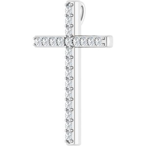 14K White Gold 1 CTW Natural Diamond Cross Pendant