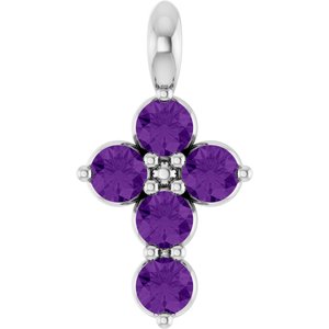 Sterling Silver Natural Amethyst Cross Pendant
