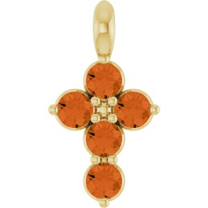 14K Yellow Gold Natural Citrine Cross Pendant