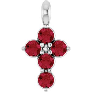Platinum Natural Ruby Cross Pendant