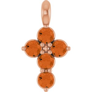 14K Rose Gold Natural Citrine Cross Pendant