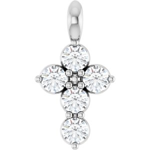 14K White Gold 1/6 CTW Natural Diamond Cross Pendant