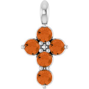 Sterling Silver Natural Citrine Cross Pendant