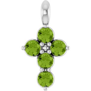 Platinum Natural Peridot Cross Pendant