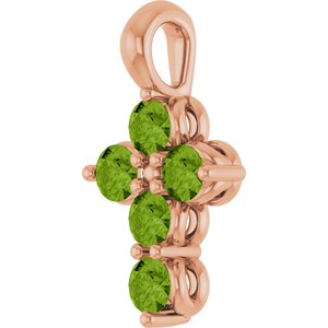 14K Rose Gold Natural Peridot Cross Pendant