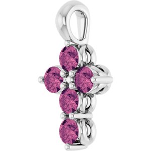 Platinum Natural Pink Tourmaline Cross Pendant