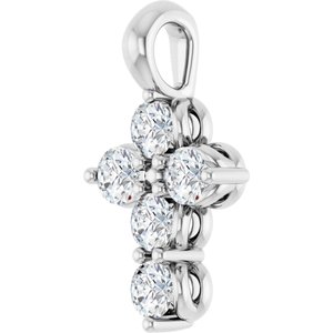 Platinum 1/6 CTW Natural Diamond Cross Pendant