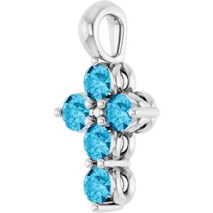 Sterling Silver Natural Aquamarine Cross Pendant