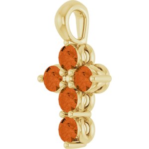 14K Yellow Gold Natural Citrine Cross Pendant