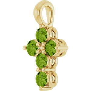 14K Yellow Gold Natural Peridot Cross Pendant