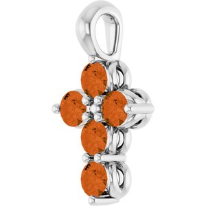 14K White Gold Natural Citrine Cross Pendant