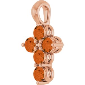 14K Rose Gold Natural Citrine Cross Pendant
