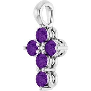 Sterling Silver Natural Amethyst Cross Pendant