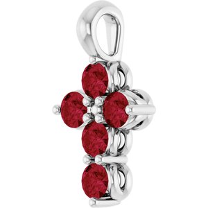 Platinum Natural Ruby Cross Pendant